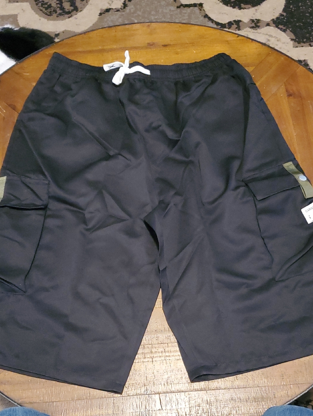 Men's Black Cargo Shorts with Drawstring